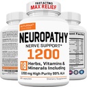 תוספי תמיכה נוירופתיה עם 1200 מ"ג HP-99 Alpha Lipoic Acid - Max Power ALA Nerve Formula for Feet Hands Fingers Legs - Ultra Potent 18 ב 1 Natural Nerve ויטמינים - 180 קפסולות