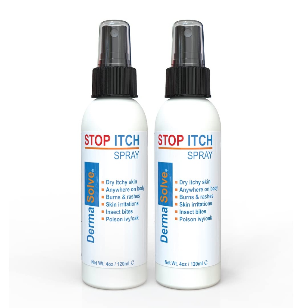 Dermasolve Stop Itch Spray עם 100% שמן ניאם אורגני, Scalp ו- Body Psoriasis הקלה, עור יבש, Bites, Sunburn, Burns ו-Ras