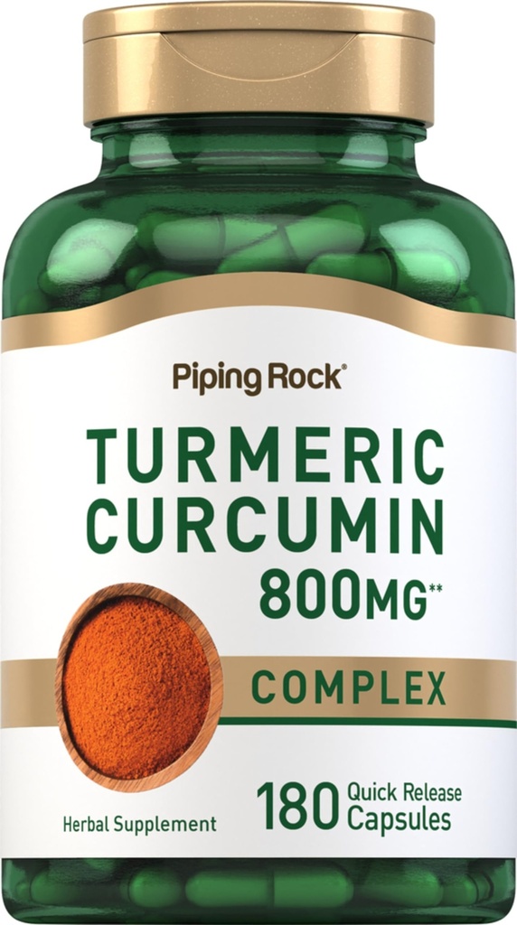 Piping Rock Turmeric Curcumin תוסף 800mg | 180 קפסולות | Herbal Extract Complex