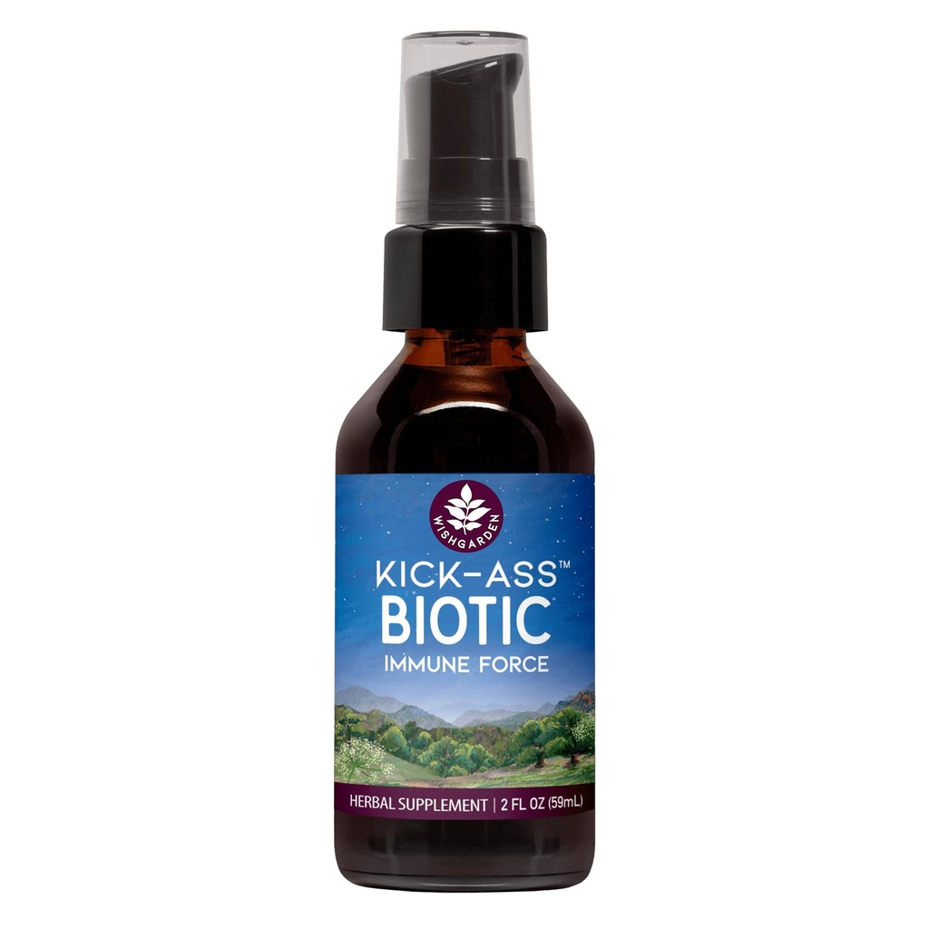 WishGarden Herbs Kick-Ass Biotic Immune Hero - Plant-based Herbal Biotic Formula with Usnea Lichen, Hops, Echinacea & Goldenseal, תומך ב- Immune, Respiratory & Lymph Function System, 2oz Limph Function, 2oz Limph Function, 2oz Limph Function, 2oz Limph Function, 2oz 2oz 2oz 2oz