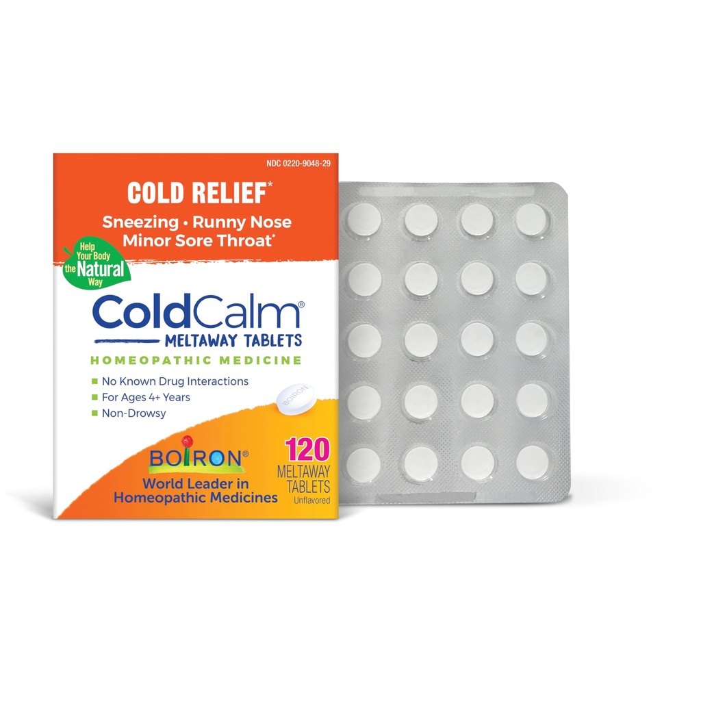 Boiron ColdCalm Tablets for Relief of Common Coldתסמינים כגון Sneezing, Runny Nose, Soreגרון ו- Nasalungestion - Non-Drowsy - 120 Count Count