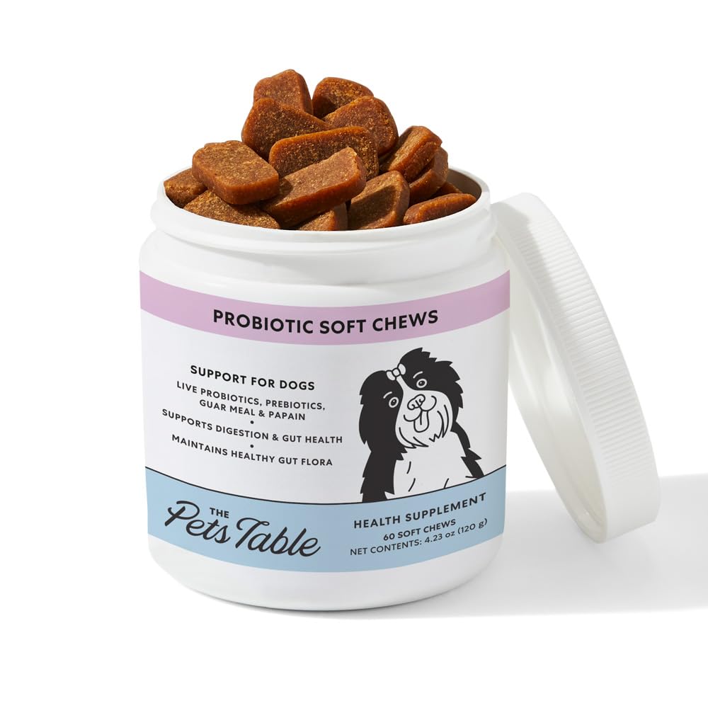 שולחן חיות מחמד פרוביוטי Soft Chews Duck Flavored Gut Health תוסף לכלבים - תמיכה לכלבים, 60 צ'רדס