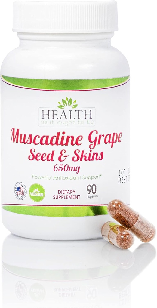 בריאות כמו זה Ought להיות Muscadine Grape Seed & Skins 650 מ"ג תוסף | Physician Formulated Powerful Antioxidant Support Beyond the ממוצע Grape | 90 קפסולות