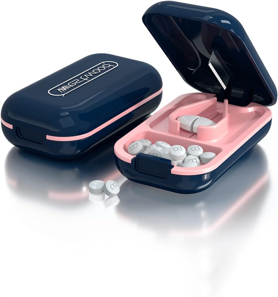 DUBSTAR Small Pill Cutter, Pill Cutter Splitter for Small and Tiny Pills, Portable Pretty Pill Cutters for Large Pills, Cuts Tablet for Purse Pocket (Pill Cutter, Blue)