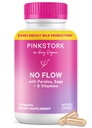 Pink Stork No Flow: מייבש חלב חזה עם סייג', Parsley ו- B ויטמינים, Postpartum Essentials for Women to Stop Breastfeeding and Decrease Milk Production, 60 קפסולות