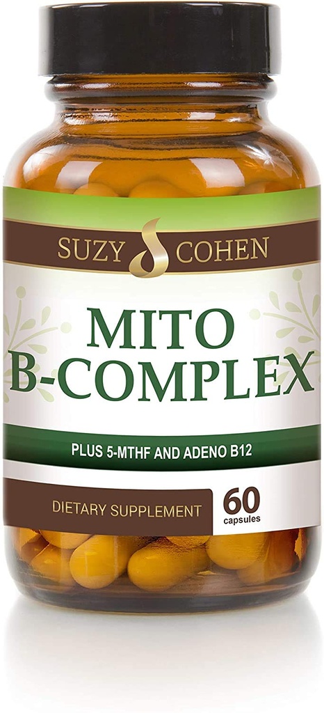 Script Essentials Suzy Cohen, Mito B Complex Dietary Supplement, 5-MTHF, Adeno B12, Methylation Support, Supports Healthy Nervous System, Boost Energy, Vitamin B, 60 Servings