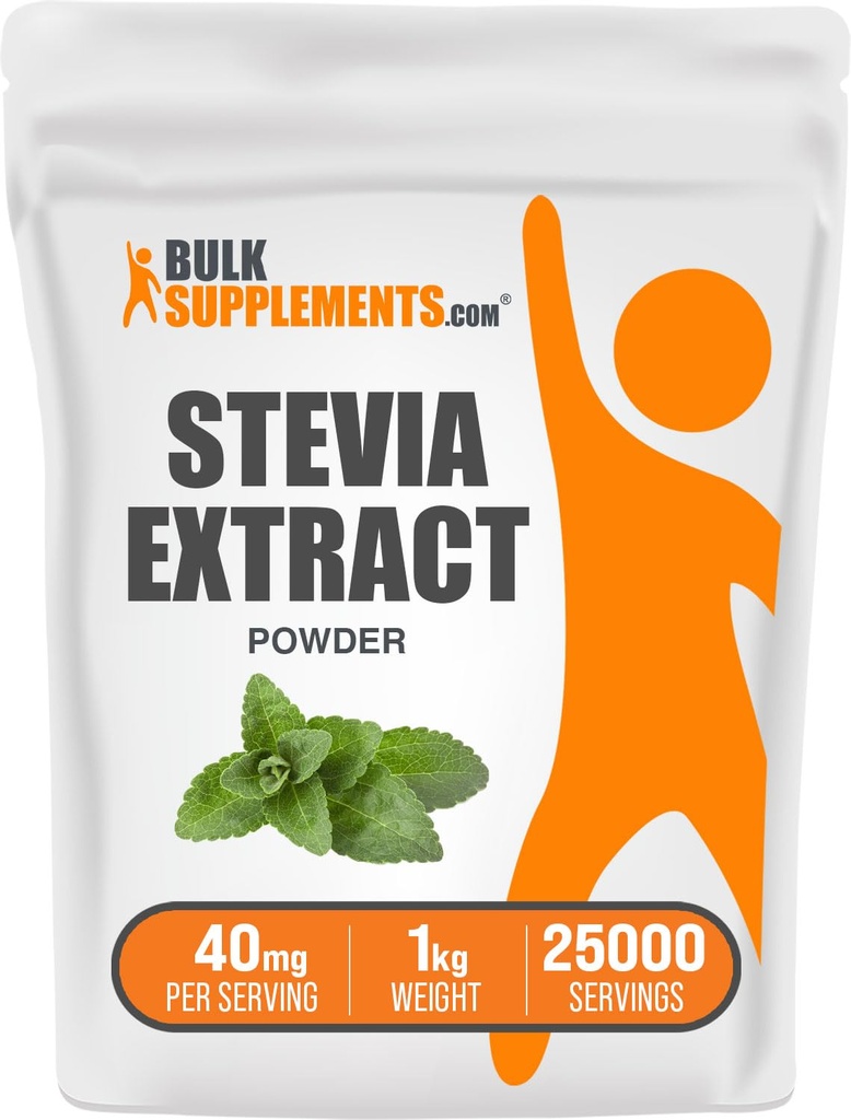 BulkSupplements.com Stevia לחלץ אבקה - Stevia Sweetener - Zero Calorie Sweetener, Gluten Free, 40 מ"ג למשרת, 1kg (Pack of 1)