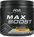 שריר מדהים מקס Boost | 25 משרתים | Intense Pre-Workout תוספת לגברים ונשים | מכיל Creatine Monohydrate, Caffeine, Beta-Alanine, Betaine (25 משרתים, Pineapple מנגו)