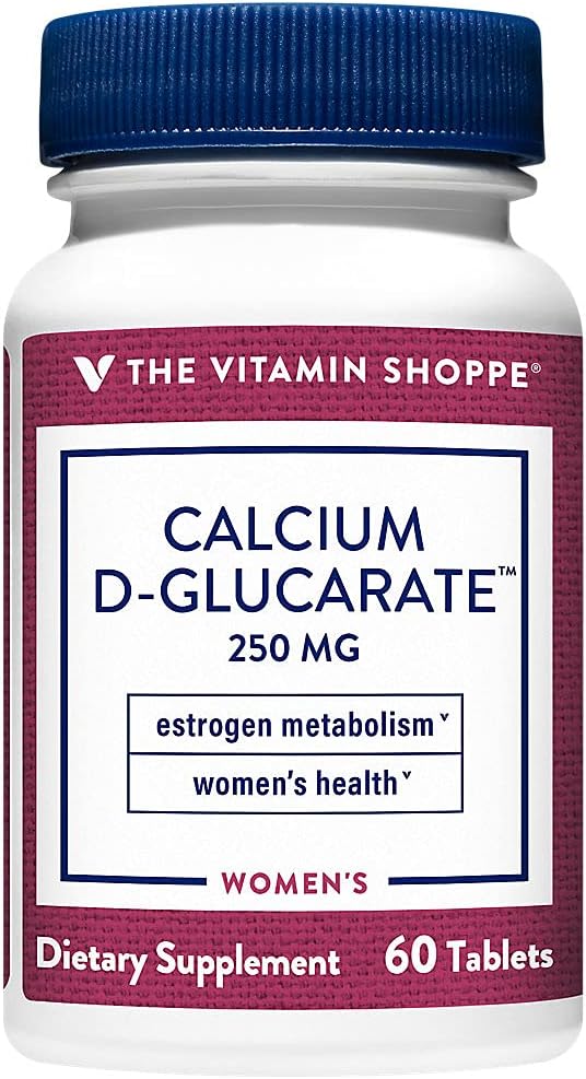 ויטמין Shoppe Calcium D-Glucarate 250MG, תת-תזונה טבעית לבריאות האישה אשר תומכת ב- Estrogen Metabolism וההורמון באמצעות Detoxification (60 טבליות)