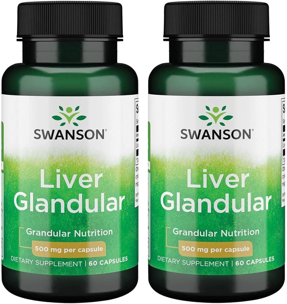 Swanson Liver Glandular 500 מיליגרם 60 קפסולות (2 Pack)