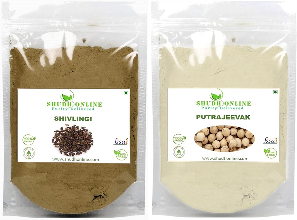 Shudh Online Sivalingi ו Putrajivak Seed אבקת Combo (100 גרם כל אחד), Putrajeevak ו Shivlingi Beej אבקת, Putrijivak, Putr Jivak, שילינגה, Shivlinga, Shivlinga, Shivlinga, Shivlinge