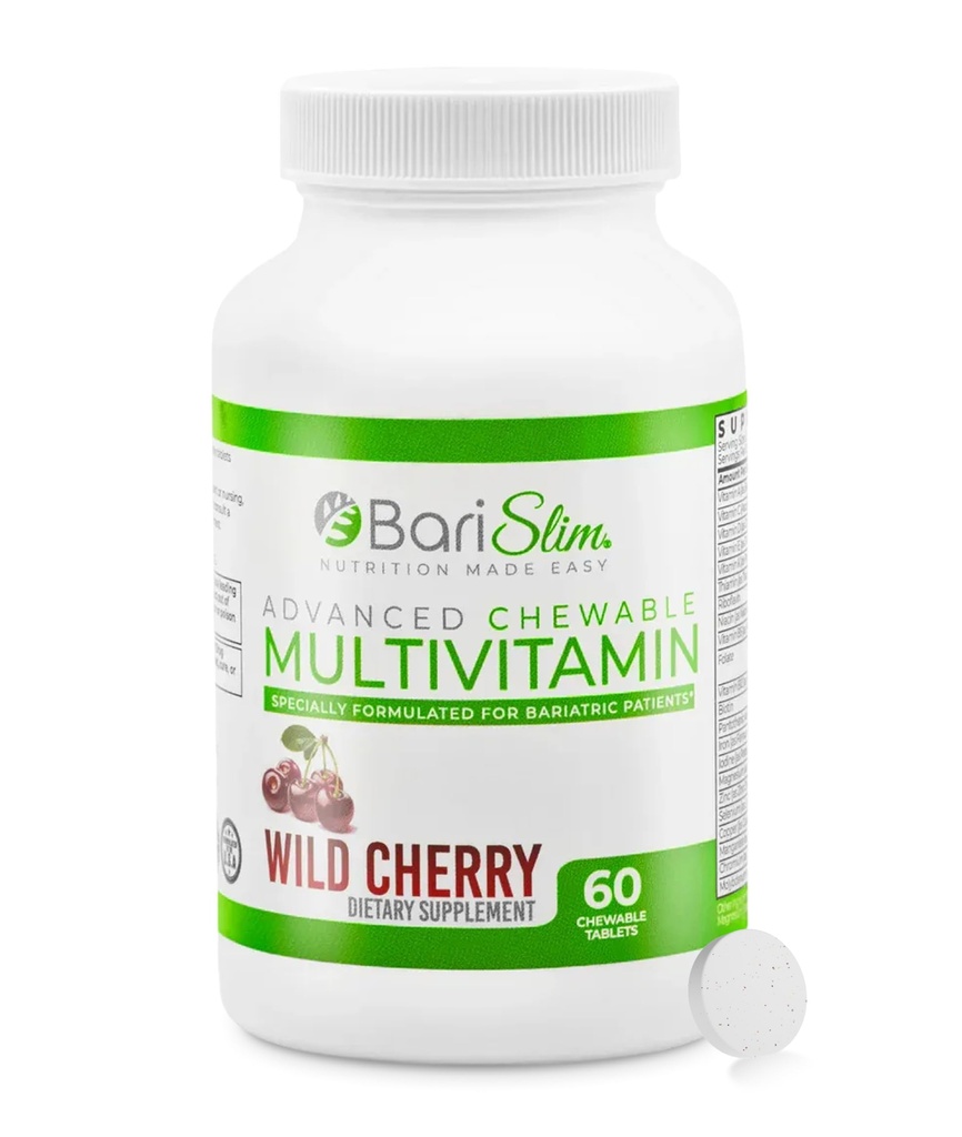 BariSlim Advanced Chewable Bariatric Multivitamin Tablets - Bariatric ויטמין ותוספת לניתוח פוסט באטראטרי כולל עקף Gastric ו- Gastric MP