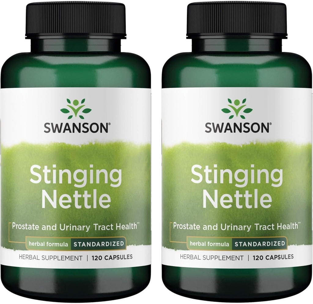 Swanson Sting Nettles - Herbal תוסף Prostate Health & Urinary Tract Support - Natural Formula Supporting Respiratory Health & Fluid Balance - 120 קפסולות) (2 Pack)