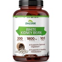 Zazzee White Kidney Bean 10:1 לחלץ, 1800 מ"ג לשרת, 200 קפסולות טבעוניות, מעל 2 חודשים אספקה, סטנדרטית, ריכוז 10X לחלץ, 100% Vegetarian, All-Natural ולא GMO, המיוצר בארה"ב.