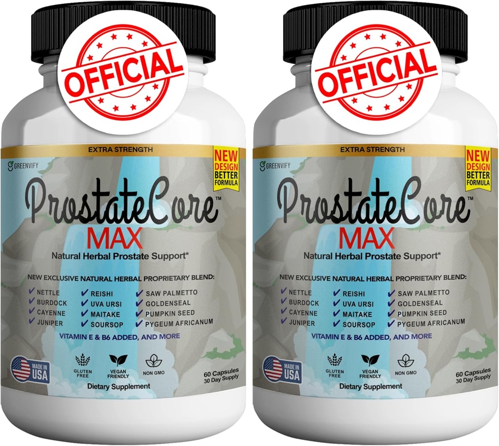 ProstateCore Max תוספת Prostate תוספי מזון לגברים קפסולות, תוספי בריאות - כוח מקסימלי, כל טבעי לתמוך בתפקוד תקין ובריא (120 קפסולות) (2 Pack)