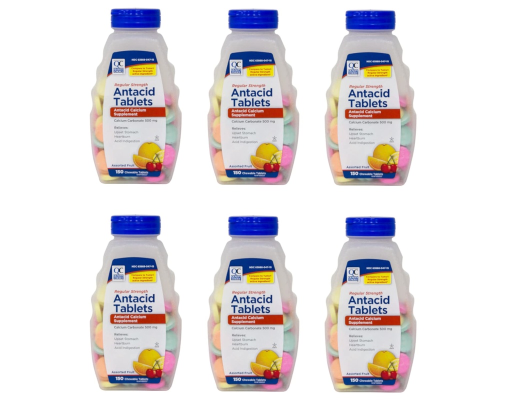 איכות בחירה רגילה כוח Calcium Carbonate 500 מ"גאנט צ'וולד טבליות, 150 הרוזן - Pack של 6