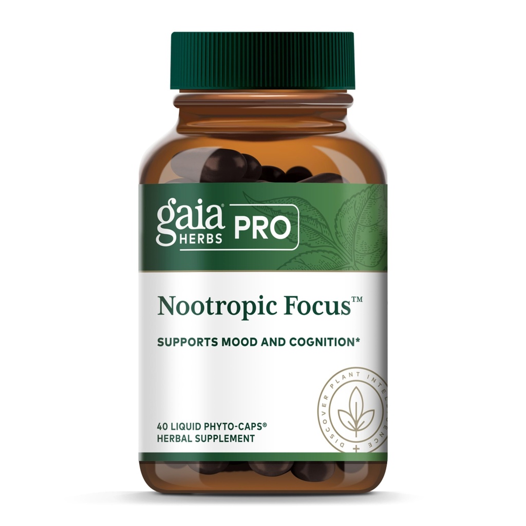 GAIA HerBS PRO Nootropic Focus - Brain Health Support תוסף * - Nootropic תוספת עם Saffron, ג'ינקגו Leaf Extract & Lemon Balm - טבעוני, Gluten-Free - 40 נוזל Phyto-Caps (20 משרתים)