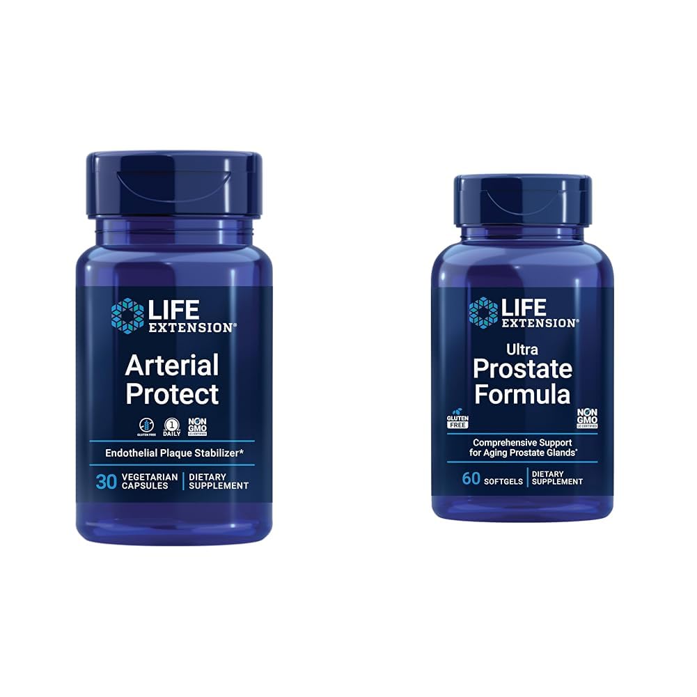 Life Extension Arterial Protect - Blood Pressure Supplement for Heart Health & Ultra Prostate Formula, Saw Palmetto for Men, pygeum, sting Nettle Root, lycopeneeee