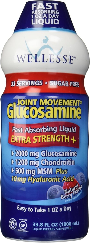 Wellesse Joint Movement Glucosamine עם Chondroitin & Mrsm 33.8 oz (1000 מ"ל)