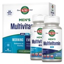 KAL Men's Multivitamin AM/PM, Antioxidants Supplement, שריר, Immune, Electrolyte Balance, Total Wellness Support, Made Without GMOs ו Soy, טבעוני, 30 משרתים, 120 טבליות