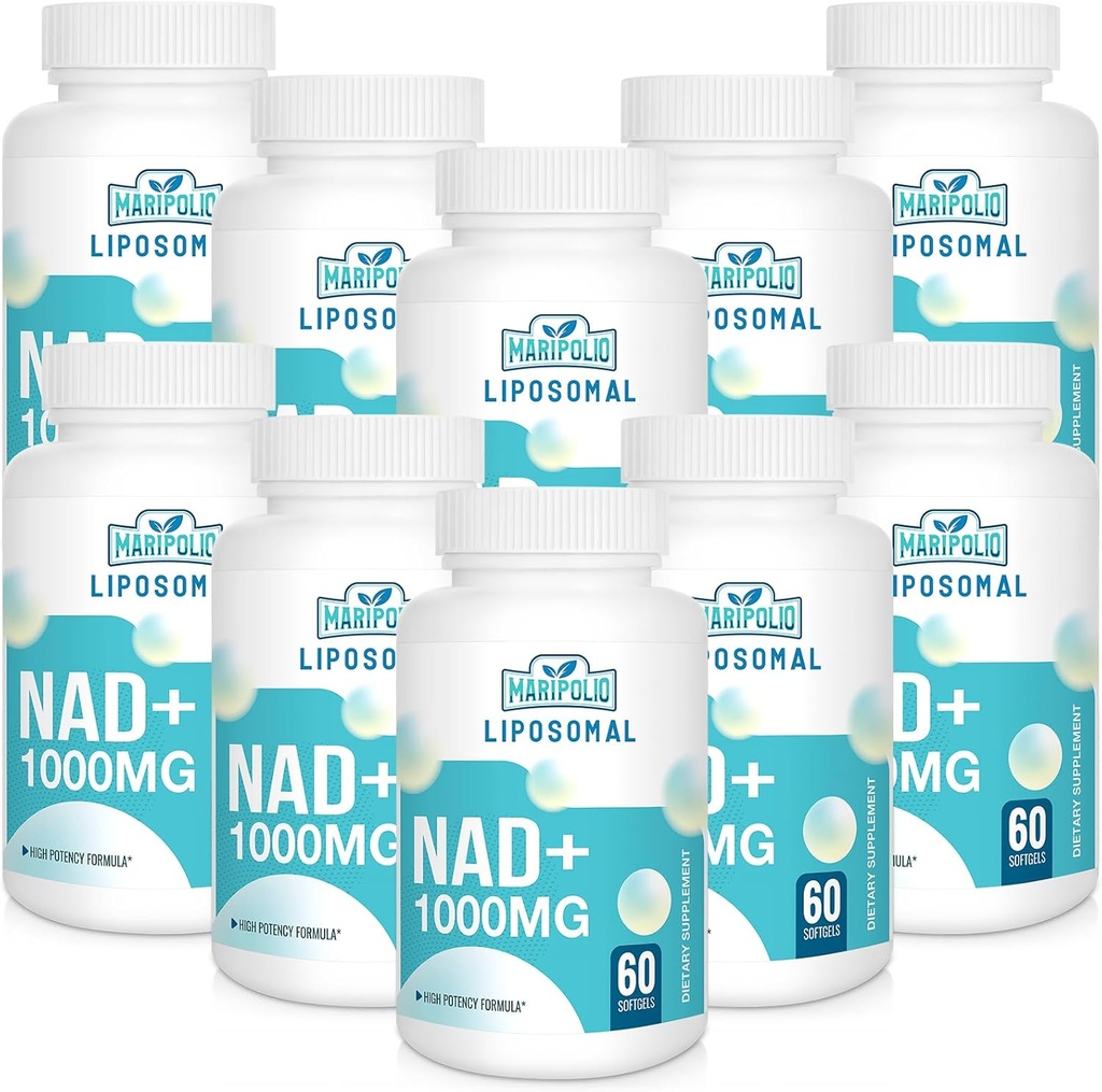 Liposomal NAD+ תוספת 1000 מ"ג | גבוה NAD פונטי | Max Absorption | Pure NAD תוסף | אנרגיה ותיקון דנ"א, הגנה, תפקוד המוח | 600 Softgels