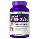 ZzzQuil PURE Zzzs Melatonin Gummies, Sleep Aid, Melatonin 2 מ"ג, עם Chamomile & Lavender, Melatonin Sleep Gummies, Sleep Aids for Adults, Wildberry Vanilla Flavored, 72 חניכיים שינה