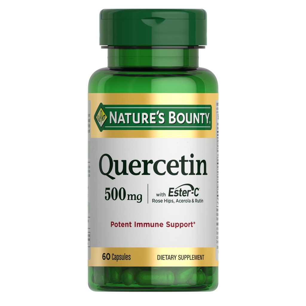 Nature's Bounty Quercetin, Immune Support, 500 מ"ג, עם ויטמין C, Rose hips, & Rutin, 60 ספירה