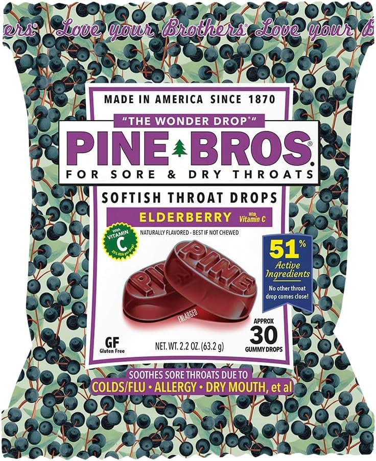 Pine Bros. Gummy Soreגרון Softish Drops 30 Count (Approx)