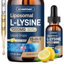 Liposomal L-lysine 1000MG נוזל טיפות, 13-in-1 Lysine תוספי - Monolaurin, אוליבץ עם ויטמין C, B6, D3, B12 & Zinc for Collagen, Lip, העור ותמיכה Immune לילדים ומבוגרים, 2oz Leaf Extract with Kids & Adults, 2oz