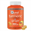 Qunol Turmeric וג'ינג'ר עם Black Pepper Gummies, תוסף Turmeric Curcumin, Joint Health Support Gummy, 90ct Gummies