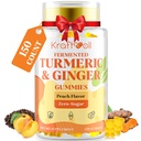 5 חודשים לספק Turmeric וג'ינג'ר חניכיים עם שחור פפר, טרף Turmeric עבור נוחות משותפת ניידות, סוכר חינם עם ויטמין D3 + K2, טבעי Peach Flavor - 150 חניכיים