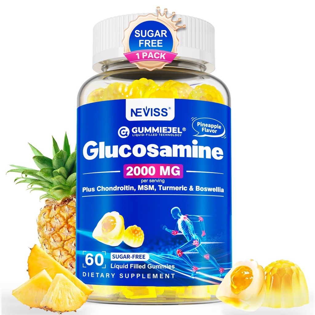 סוכר חינם Glucosamine Chondroitin MSM חניכיים - מקס חיזוק הניידות תוספת לנשים וגברים w / Glucosamine Sulfate 2000mg, Boswellia, Curcumin & Hyaluronic Acid - תמיכה גמישות 60Ctsamine Sulfate 2000mg, Boswellia, Curcumin & Hyaluronic Acid - תמיכה גמישות 60Cts