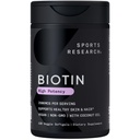 מחקר ספורט ® Biotin 2,500mcg עם שמן קוקוס אורגני - ביוטין (Vitamin B7) עבור עור בריא ותמיכה שיער * עבור נשים וגברים - טבעוני, non-GMO, Gluten & Soy-Free - 120 Veggie Softgels