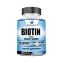 תקן אמריקאי תוספי ביוטין 20,000mcg עם Keratin, אבקת קוקוס ו Zinc, תוסף ביוטין לנשים וגברים, 120 קפסולות Veggie, 120 יום אספקה
