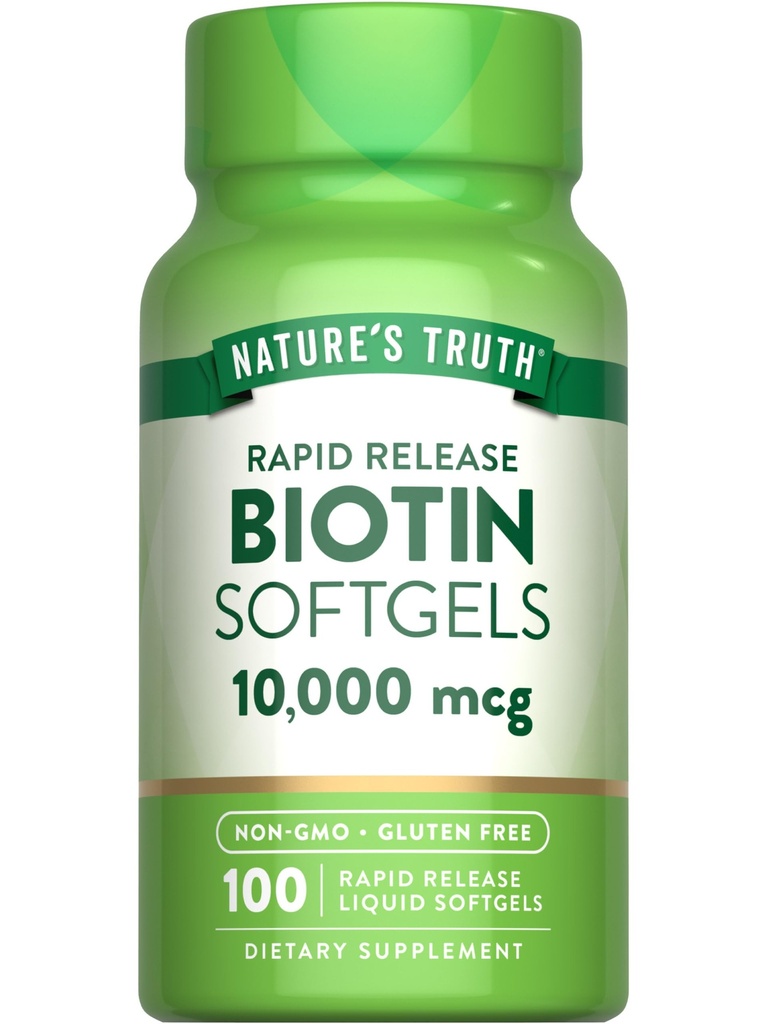 האמת ביוטין 10,000mcg | Rapid Release Softgels | 100 Count | Non-GMO & Gluten Free Supplement