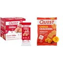 Quest Nutrition Frosted cookies Twin Pack, Strawberry Cake, 1g Sugar, 10g חלבון, 2g Net Carbs & גבינות קרקרים, Cheddar Blast, חלבון גבוה, דלת פחמימות, מיוצר עם גבינה אמיתית, 12 Ct