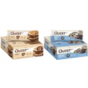 Quest S'mores & Cookies & Cream Dipped חלבונים Bars Bundle, חלבונים גבוהים, Gluten Free, Keto, 12 Count