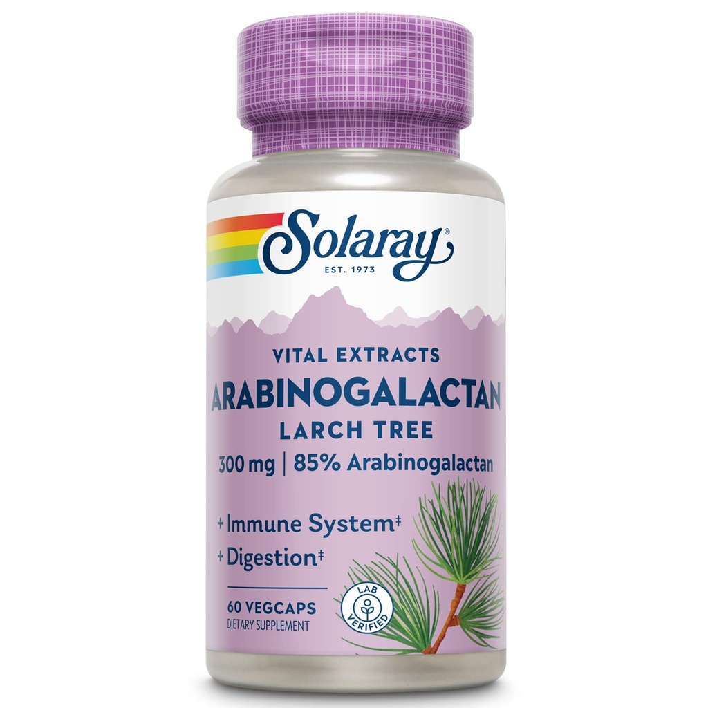 SOLAרי Arabinogalactan, Larch Tree לחלץ 300 מ"ג | Prebioticfi for Healthy Gut & Immune System Support