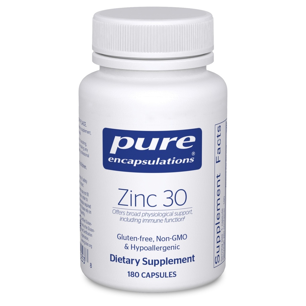 Encapsulations Zinc 30 מ"ג - תוספת לתמיכה במערכת החיסון, צמיחה ופיתוח, ו Wound Healing * - עם Zinc Picolinate 30 מ"ג - 180 קפסולות