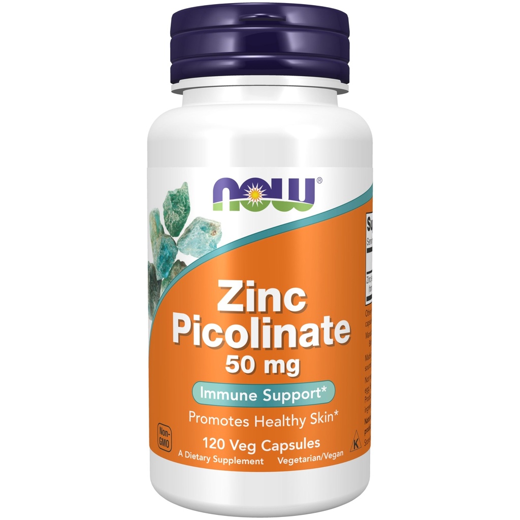עכשיו תוספי מזון, Zinc Picolinate 50 מ"ג, תומך פונקציות Enzyme *, Immune Support*, 120 קפסולות Veg (Packaging עשוי להשתנות)