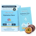 מרגיש טוב hydrtion Hero, 1000 מ"ג אבקת אלקטרוליטים, סוכר חינם, מגנזיום, אורגני Aloe Vera, L Theanine, ויטמין C & B12, Keto, טבעוני, אלקטרוליט Packets, Passion Fruit Punch, 15 הרוזן הרוזן