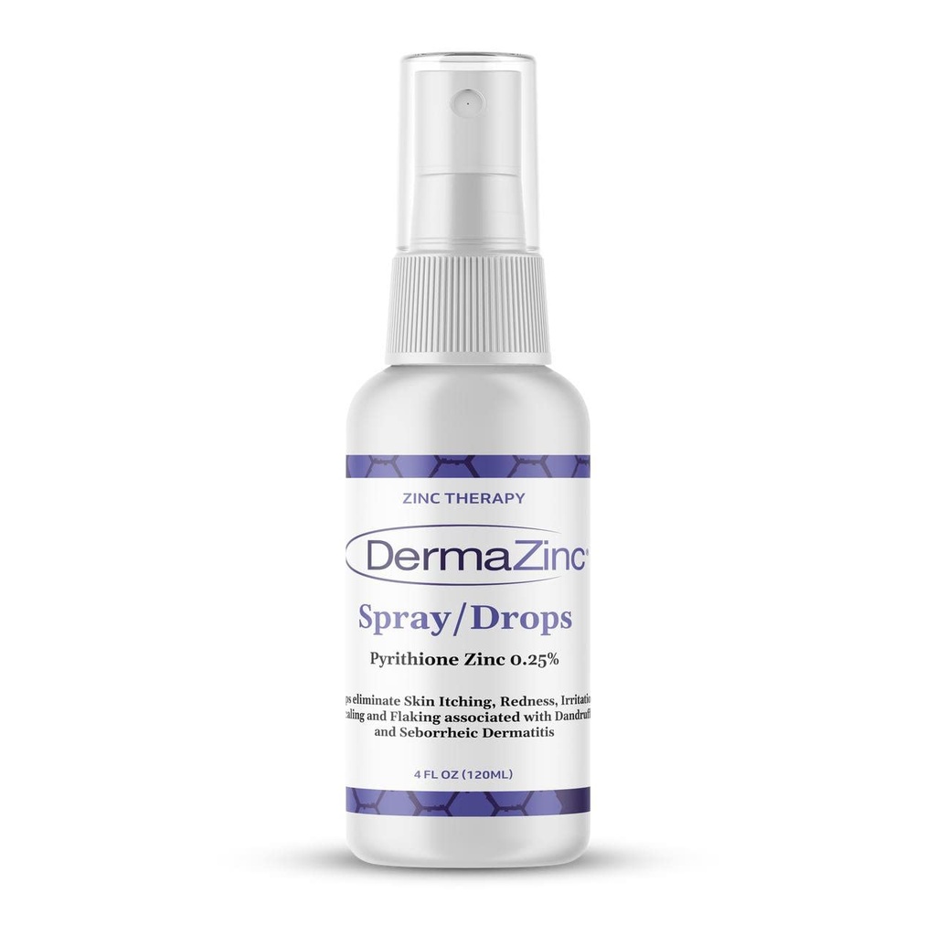 DermaZinc Therapy Spray / Drops, Zinc Spray for Skin Disorder טיפות עבור Psoriasis, Dermatitis, אקסמה, ותסמיני מצב עור אחרים, 4oz