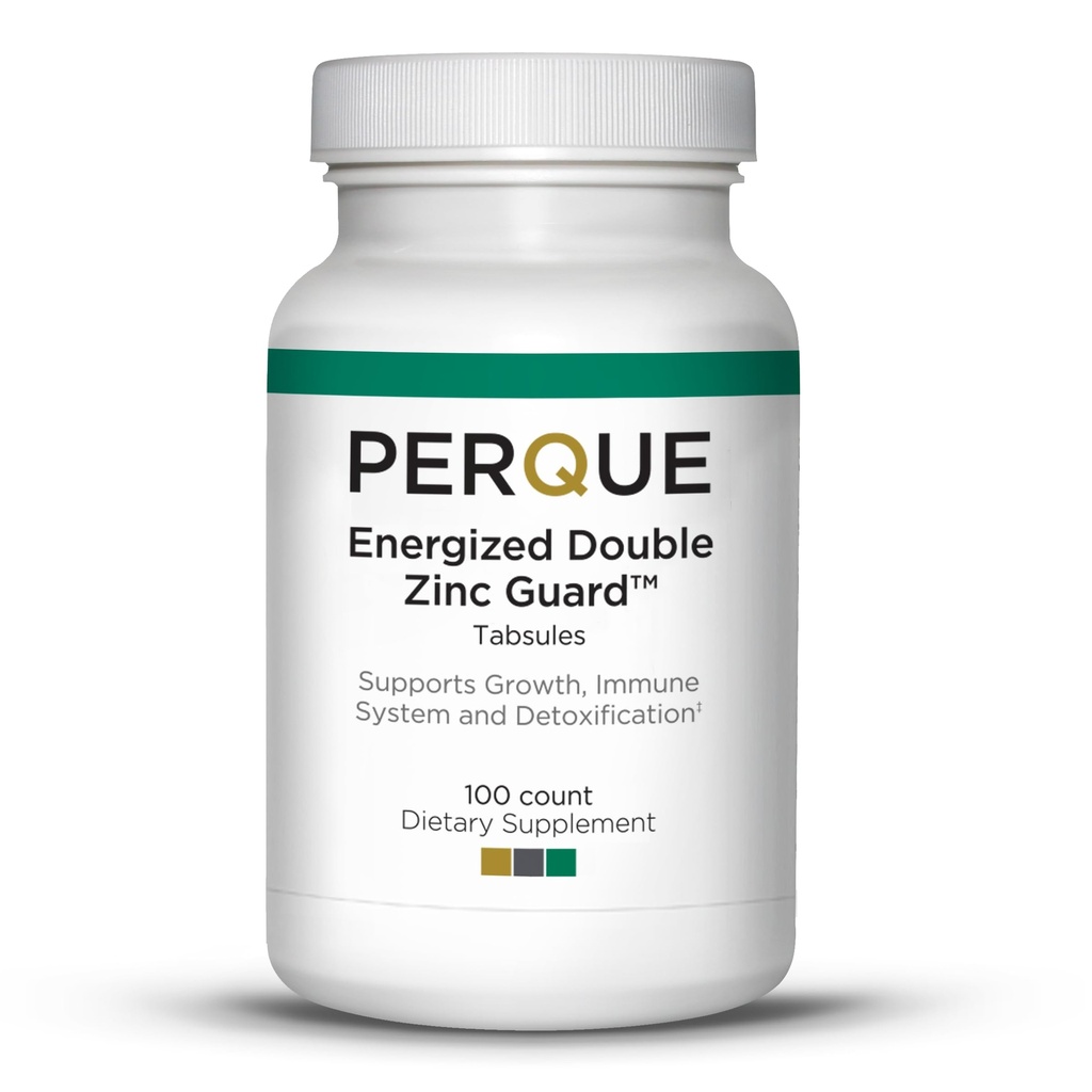 PERQUE Energyzed Double Zinc Guard 100 Tabs - תוספת כפולה-Form Zinc עם Picolinate & Citrate - תמיכה Immune, Skin & Cell Health - High-Absorption, Non-GMO, Gluten-Free Formula - 100ct- 100ct
