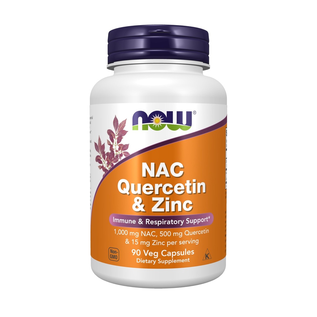 עכשיו תוספי מזון, NAC Quercetin ו Zinc, Immune ו- Respiratory Support*, 1,000 מ"ג NAC, 500 מ"ג Quercetin, 15 מ"ג Zinc, 90 ואג קפסולות
