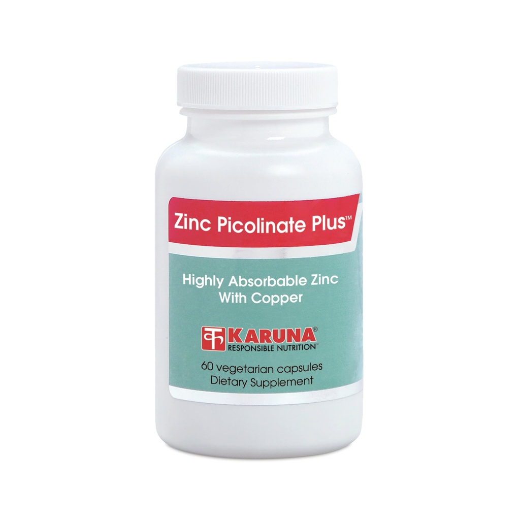 Karuna Zinc Picolinate Plus 60 קפסולות צמחוניות | 25 MG Plus 2.5 MG Copper עבור BALACED Long Term USE | תמיכה בתפקוד Immune, Skin Health, Development and Total Well-Being.