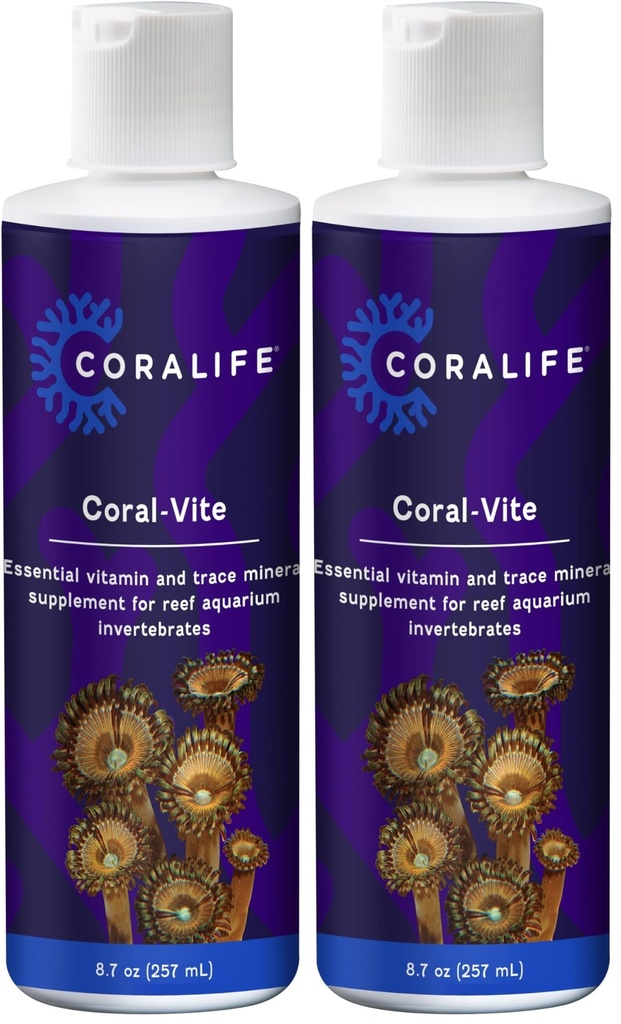 CoraLife Saltwater Fish Tank אקווריום אלמוג-Vite נוזל ויטמין חיוני ותוספת מינרלים Trace עבור אקווריום Reef, 8 oz (Pack של 2)