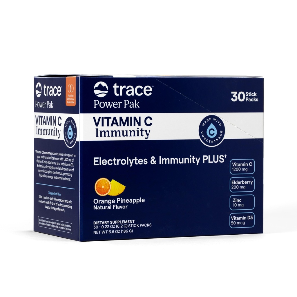 Trace מינרלים Power Pak + Immunity ויטמין C- Orange Pineapple 30 CT