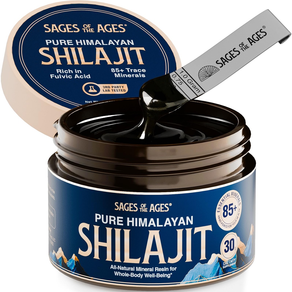 Pure ההימלאיה Shilajit Resin - 500 מ"ג מקס כוח אורגני Fulvic תרכובת עבור גברים ונשים - מעבדה נבדק עם 85+ Trace מינרלים - אנרגיה, Stamina & Mental Performance - 30 גרם ג'ארד