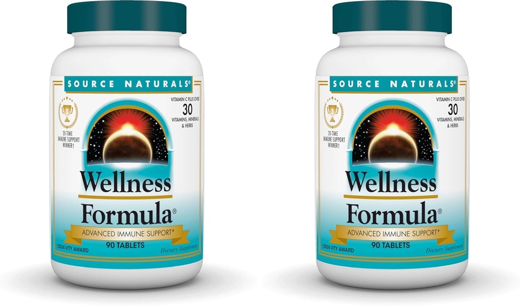 מקור Naturals Wellness Formula Bio-Aligned ויטמינים & Herbal Defense - Immune System Support Supplement & Immunity Booster* - 90 טבליות (Pack of 2)