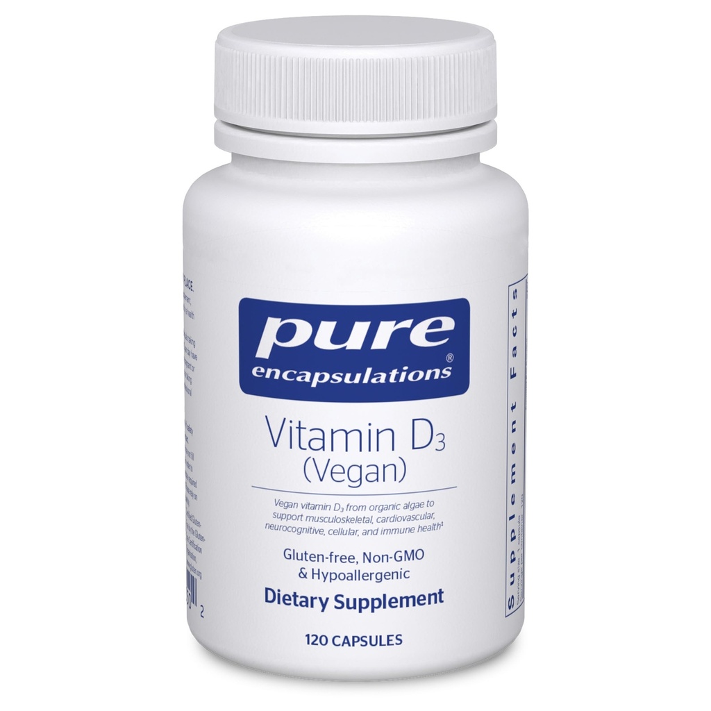 Pure Encapsulations ויטמין D3 טבעוני | תמיכה עבור Musculoskeletal, Cardiovascular, Neurocognitive, Cell, ו- Immune Health *